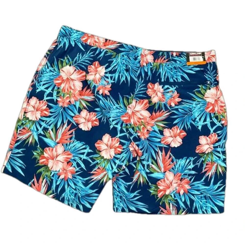 Kirkland Signature Men’s Swim Short Blue Floral Size XXL NWT